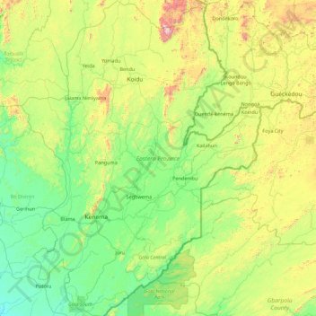 Eastern Province topographic map, elevation, terrain