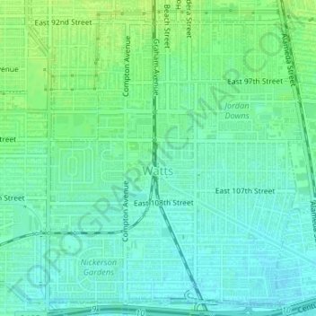 Watts topographic map, elevation, terrain