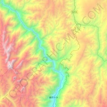 曲孜卡乡 topographic map, elevation, terrain