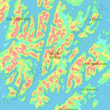 Isla Vidal Gormaz topographic map, elevation, terrain