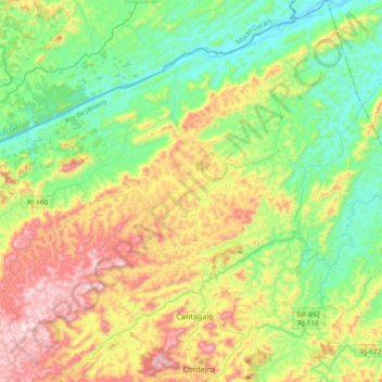 Cantagalo topographic map, elevation, terrain