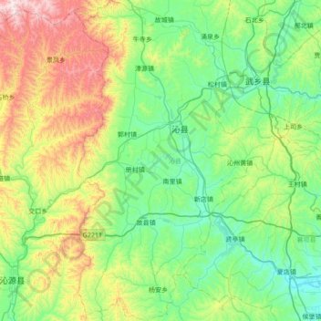 沁县 topographic map, elevation, terrain