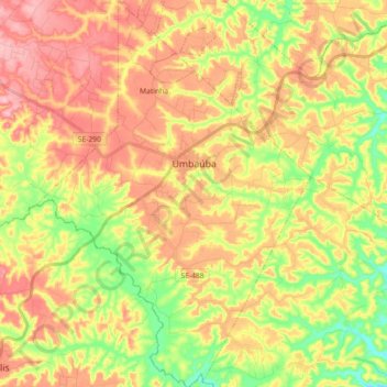 Umbaúba topographic map, elevation, terrain