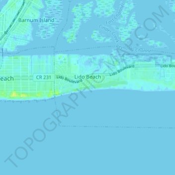 Lido Beach topographic map, elevation, terrain