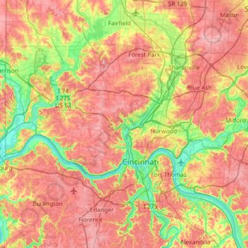 Hamilton County topographic map, elevation, terrain