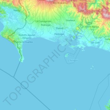 Distrito David topographic map, elevation, terrain