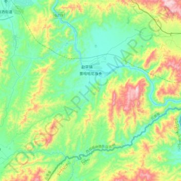 景哈哈尼族乡 topographic map, elevation, terrain