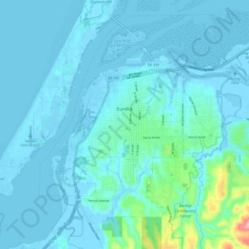 Eureka topographic map, elevation, terrain