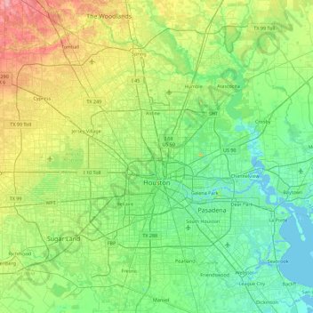 Houston topographic map, elevation, terrain