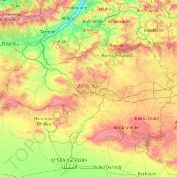 Bordj Bou Arreridj topographic map, elevation, terrain