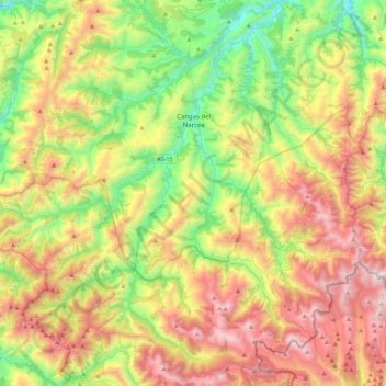 Cangas del Narcea topographic map, elevation, terrain