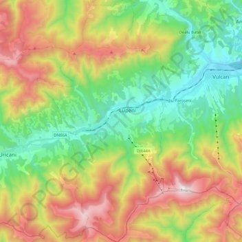 Lupeni topographic map, elevation, terrain