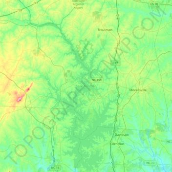 Lake Norman topographic map, elevation, terrain