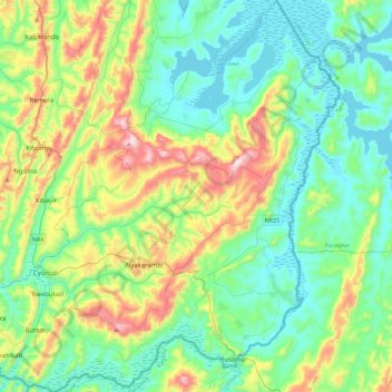 Kirehe District topographic map, elevation, terrain