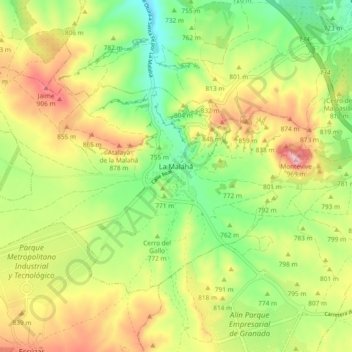 La Malahá topographic map, elevation, terrain