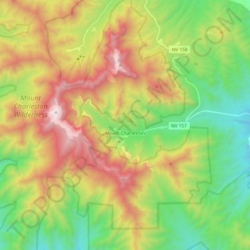 Mount Charleston topographic map, elevation, terrain