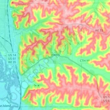 Town of Shelby topographic map, elevation, terrain