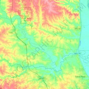 Cuivre River topographic map, elevation, terrain