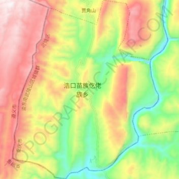 浩口乡 topographic map, elevation, terrain