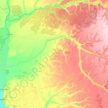 Luena River Topographic Map, Elevation, Terrain