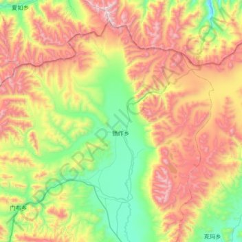 锁作乡 topographic map, elevation, terrain