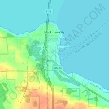 Mackinaw City topographic map, elevation, terrain