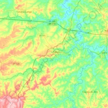 Tatuí topographic map, elevation, terrain