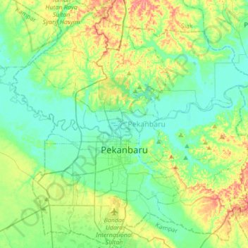 Pekanbaru City topographic map, elevation, terrain