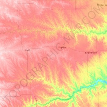 Ziebach County topographic map, elevation, terrain