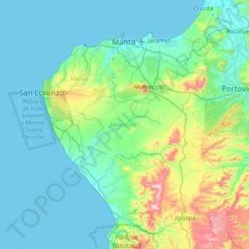 Montecristi topographic map, elevation, terrain