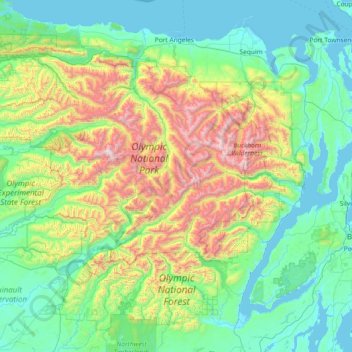Olympic National Forest topographic map, elevation, terrain