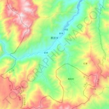 惠民乡 topographic map, elevation, terrain