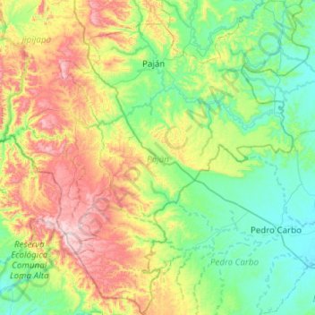Paján topographic map, elevation, terrain