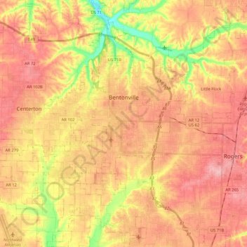 Bentonville topographic map, elevation, terrain