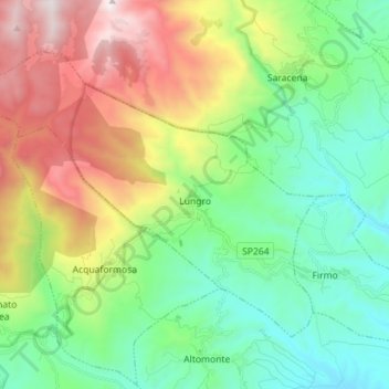 Lungro topographic map, elevation, terrain