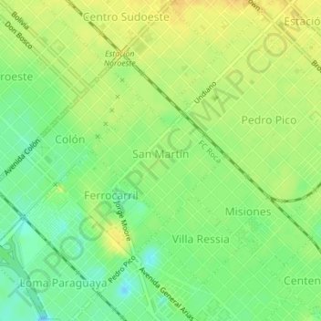 San Martin topographic map, elevation, terrain