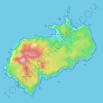 Cocos Island topographic map, elevation, terrain
