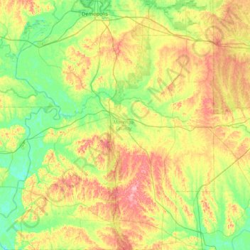 Marengo County topographic map, elevation, terrain