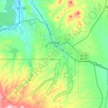 Globe topographic map, elevation, terrain