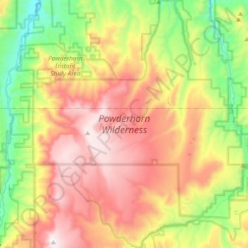 Powderhorn Wilderness Area topographic map, elevation, terrain