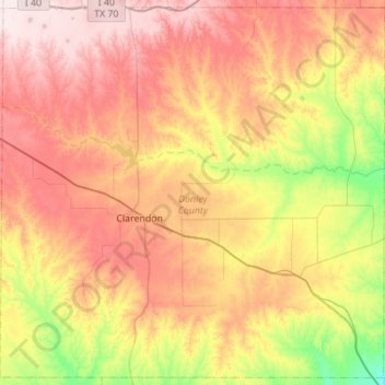 Donley County topographic map, elevation, terrain