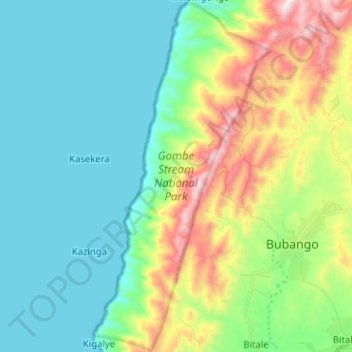 Kigalye topographic map, elevation, terrain