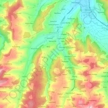 Ursenbach topographic map, elevation, terrain