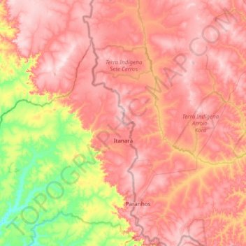 Itanará topographic map, elevation, terrain