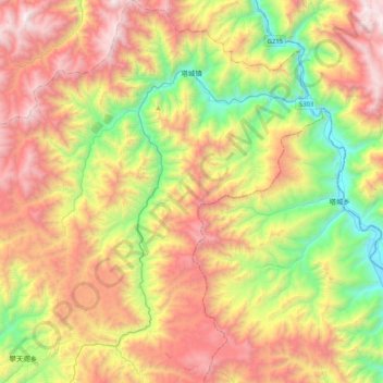 塔城镇 topographic map, elevation, terrain