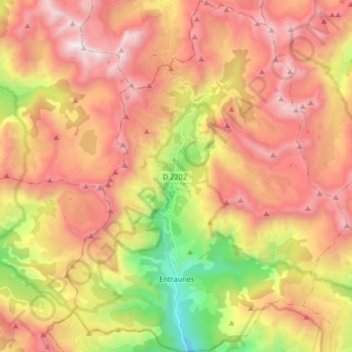 Entraunes topographic map, elevation, terrain