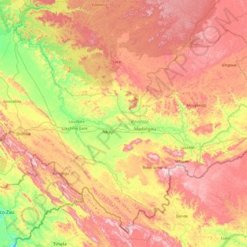 Bouenza Department topographic map, elevation, terrain