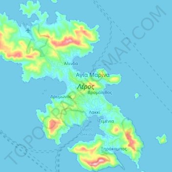 Leros topographic map, elevation, terrain