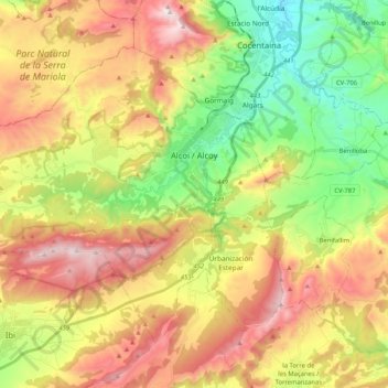 Alcoi / Alcoy topographic map, elevation, terrain