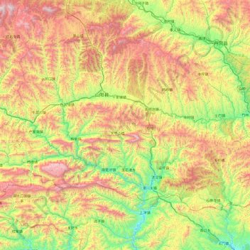 山阳县 topographic map, elevation, terrain